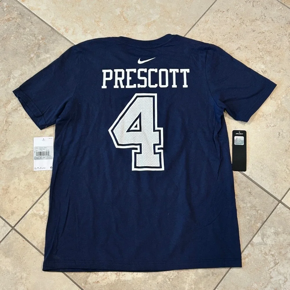 The Nike Tee Dallas Cowboys Shirt Kids L Navy Blue Dak Prescott NFL Player‎ Tee